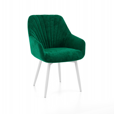 Кресло Софи велюр (каркас белый тк. коллекции Nella зелёный 089)